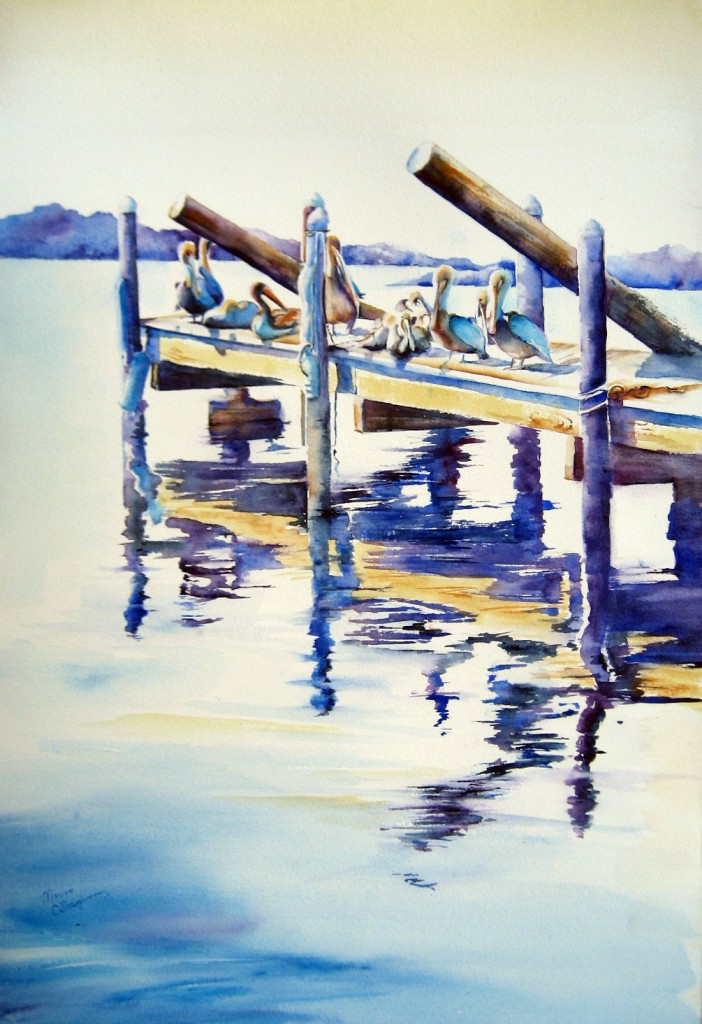 Pelicans Watercolor Painting Florida