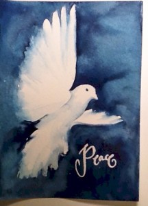 Watercolor Holiday Card Peace Dove